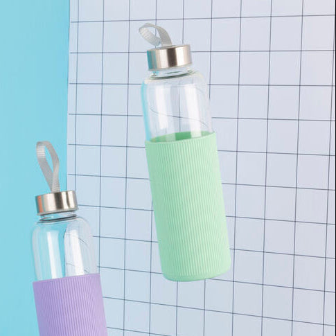 Glass Bottle with Mint Silicone Sleeve | Mimo