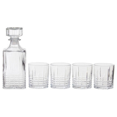 Dayla Ribbed Pattern Decanter With Four Glasses
