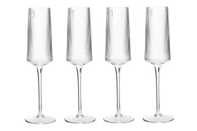 Eldon Set Of Four Ribbed Champagne Glasses Mob Packaging
