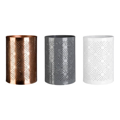 Punched Grey Finish Large Candle Holder | Punched Candle Holder