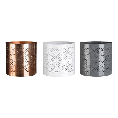 Punched Grey Finish Small Candle Holder | Punched Candle Holder