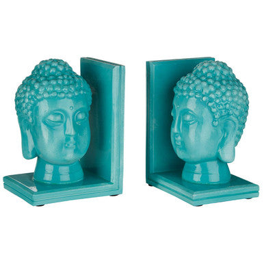 Set of Turquoise Buddha Head Bookends | Piper