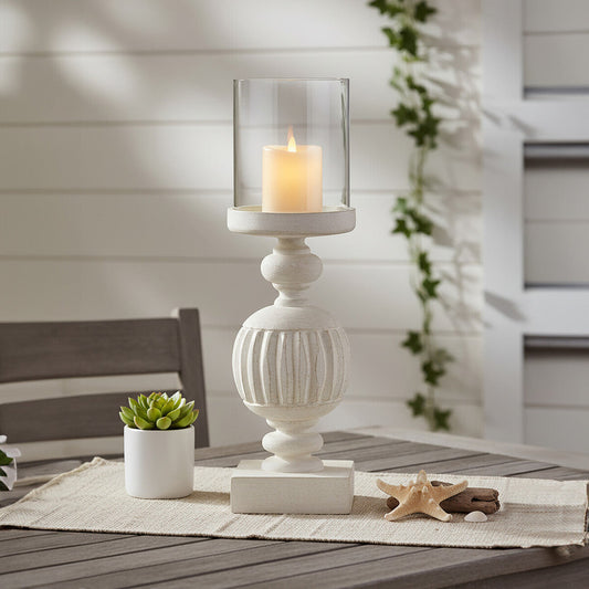 Mango Wood Carved Candle Holder