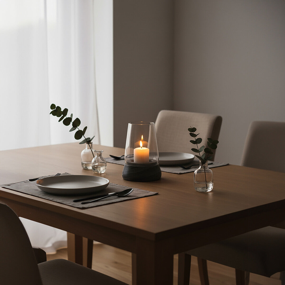 Kira Complements Grey Marble And Glass Candle Holder