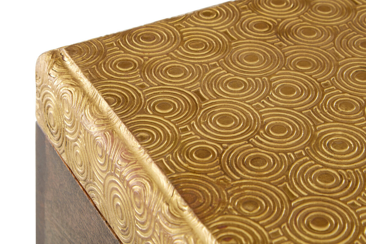 Bowerbird Gold Disc Design Small Trinket Box