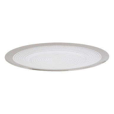 Embossed Glass Dinner Plate with Silver Rim | Ida