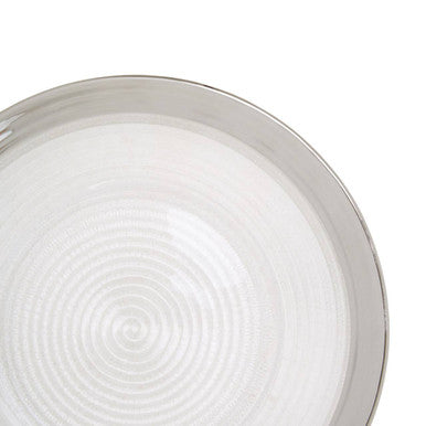 Embossed Glass Dinner Plate with Silver Rim | Ida