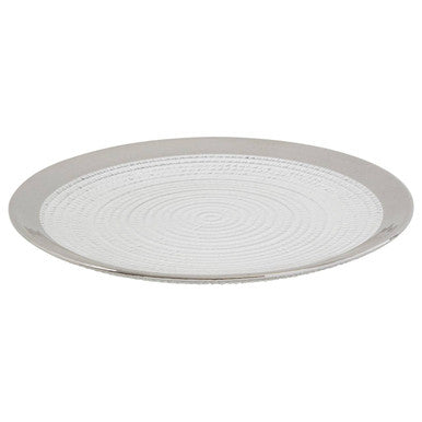 Ida Embossed Glass Coupe Side Plate with Silver Rim