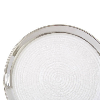 Embossed Glass Coupe Side Plate with Silver Rim | Ida