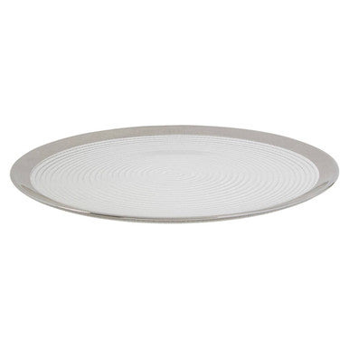 Ida Embossed Glass Coupe Charger Plate with Silver Rim