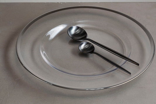 Ida 33Cm Glass Charger Plate With Silver Rim