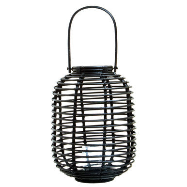 Tall Black Natural Rattan Lantern | Mataram