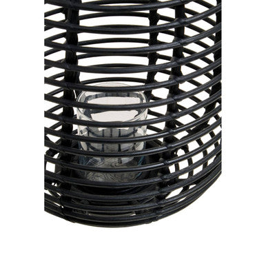 Tall Black Natural Rattan Lantern | Mataram