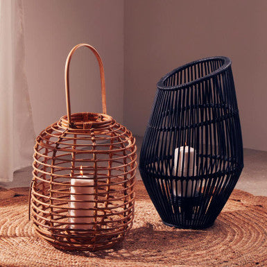 Mataram Large Black Natural Rattan Lantern