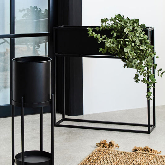 Asher Floor Standing Black Plant Box.