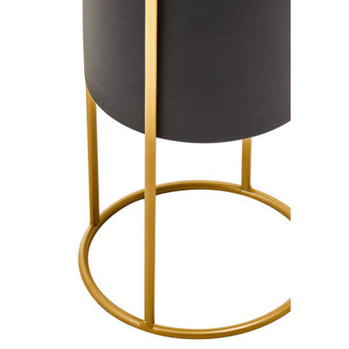 Small Black and Gold Floor Standing Planter | Trosa