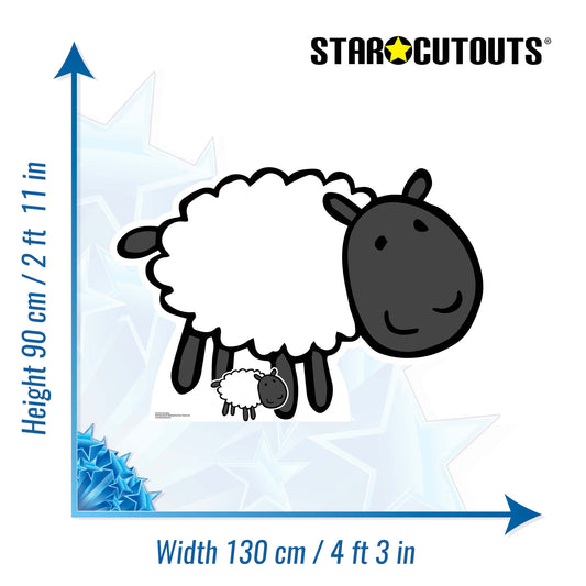 SC1443 Cute Sheep Farmyard Animal Cardboard Cut Out Height 90cm