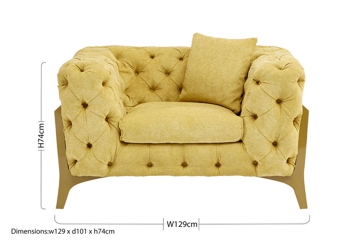 Esme Pistachio Green Fabric Armchair with Button Tufting