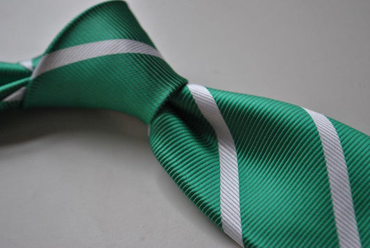 green tie with white club stripes