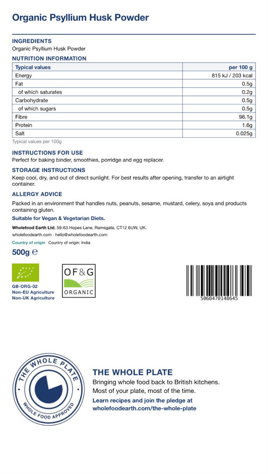 Organic Psyllium Husk Powder