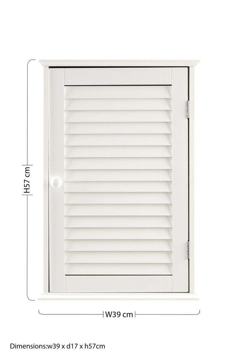Shutter White Wood Wall Cabinet