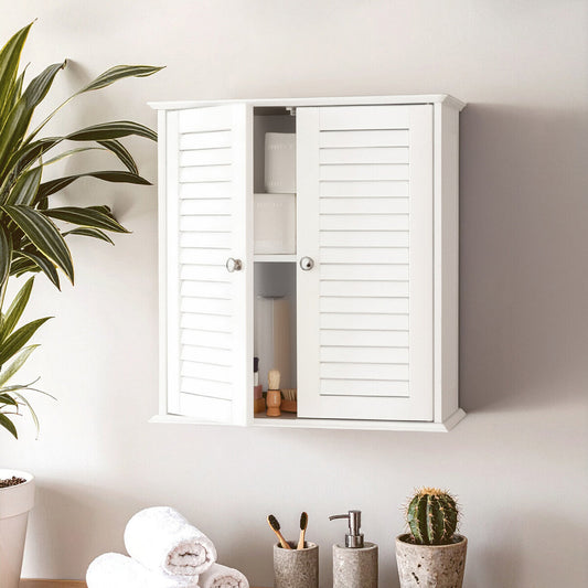 Shutter White Wood 2 Door Wall Cabinet