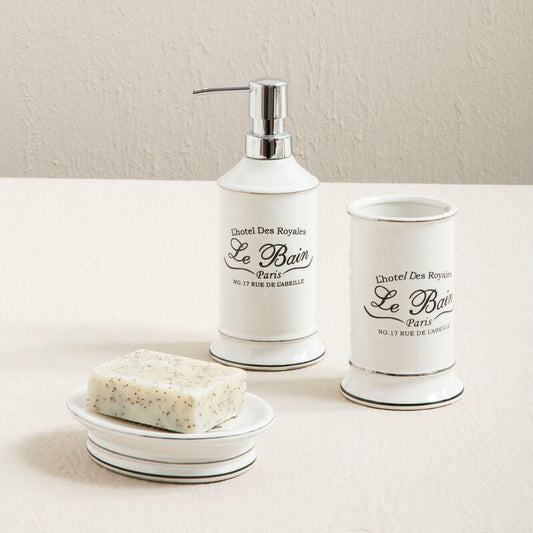 White Ceramic Lotion Dispenser | Le Bain