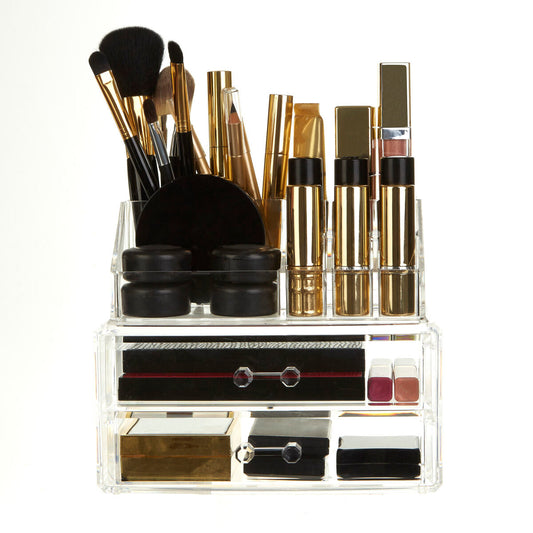 Beauty 9 Compartment Cosmetics Organiser With 2 Drawers