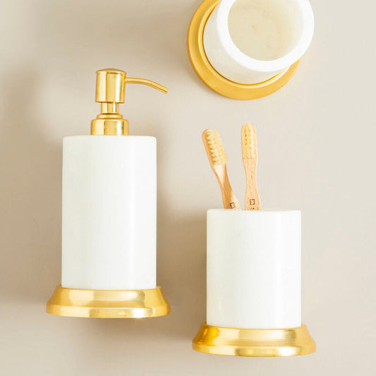 Mako White Marble Toothbrush Holder