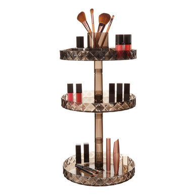 Beauty Three Tier Revolving Black Cosmetic Organiser