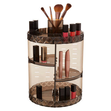 Beauty 3 Tiered Round Revolving Black Cosmetics Organiser