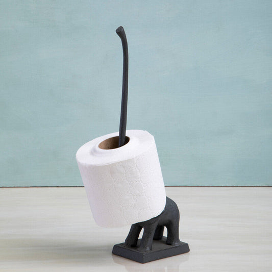 Fauna Grey Finish Elephant Toilet Roll Holder With Square Base