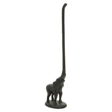 Fauna Black Finish Elephant Toilet Roll Holder with Round Base