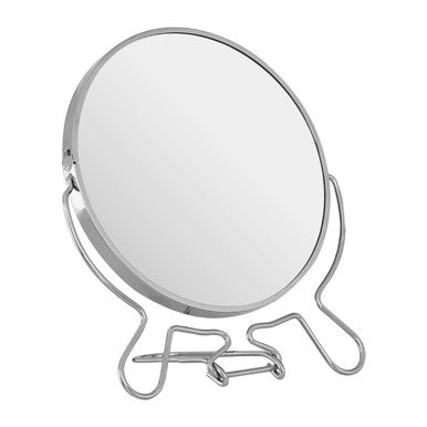 Mison Silver Effect Two Sided Small Shaving Mirror