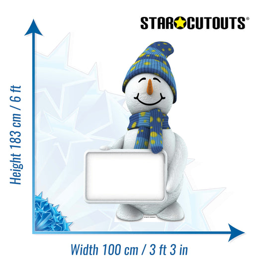 SC168 Snowman with Sign Cardboard Cut Out Height 183cm
