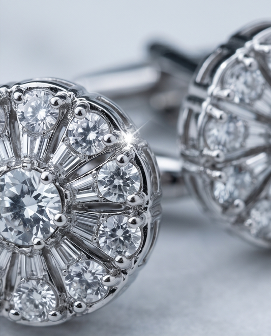 Radiant Crystal Flower Burst Cufflinks