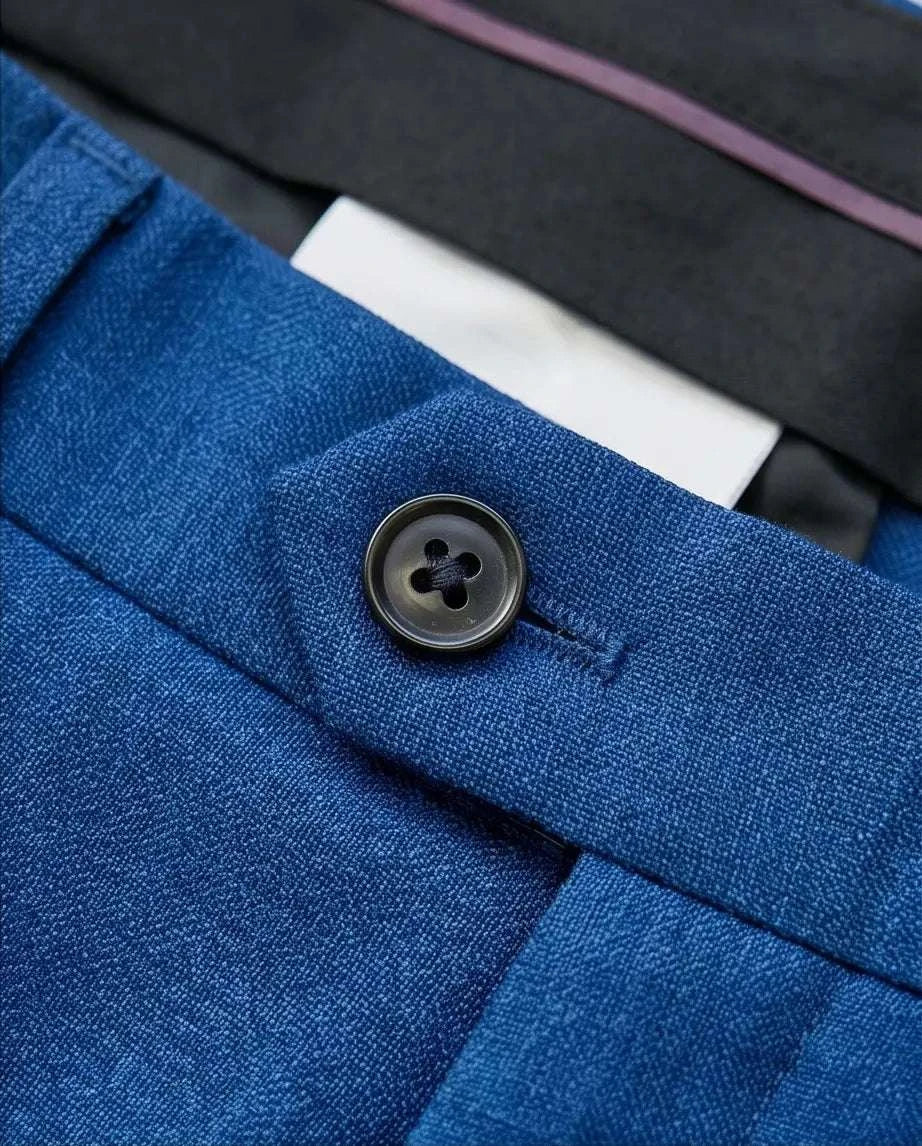 Cobalt Blue Tailored Wool Blend Trousers