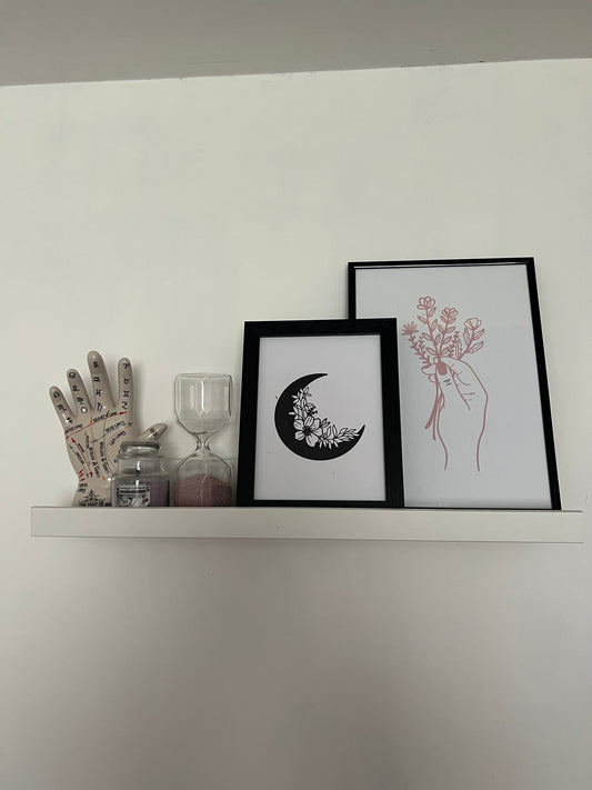 Hand With Floral Flower Bouquet Boho Hippie Simple Home Wall Decor Print