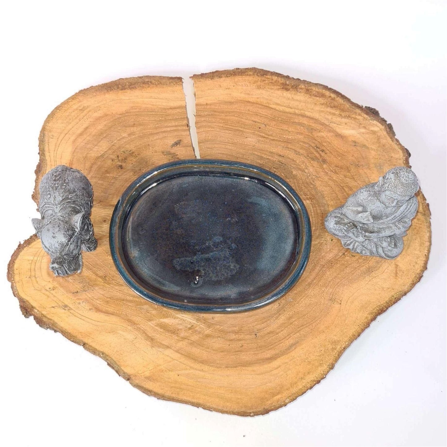 18cm Glazed Drip Tray | Oval | Blue