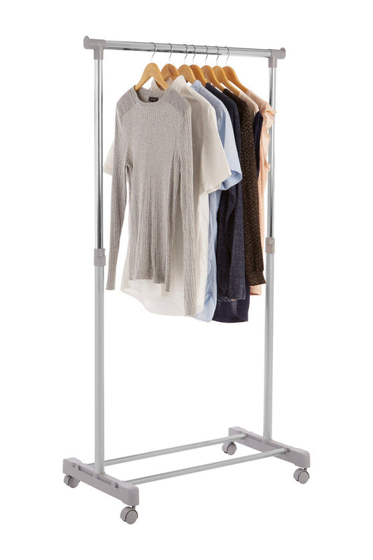 Ralesi Grey And Chrome Finish Clothes Hanging Rail With Wheels