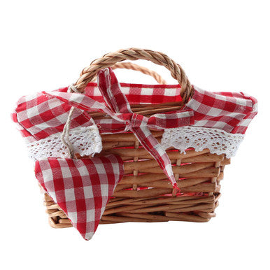 Red Lining Rectangle Small Willow Basket
