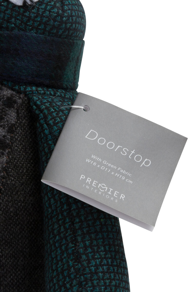 Small Green Check Penguin Door Stop | Bute