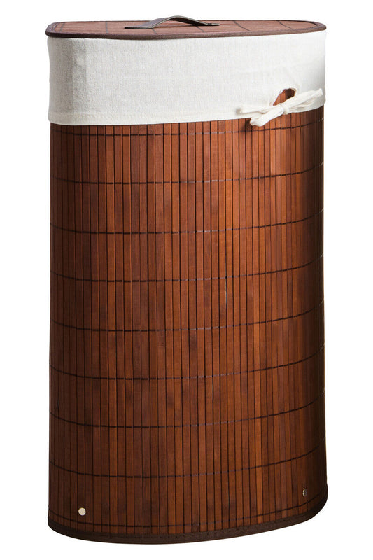 Kankyo Dark Brown Bamboo Corner Laundry Hamper