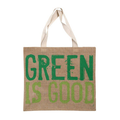 Jade Green Is Good Jute Shopping Bag