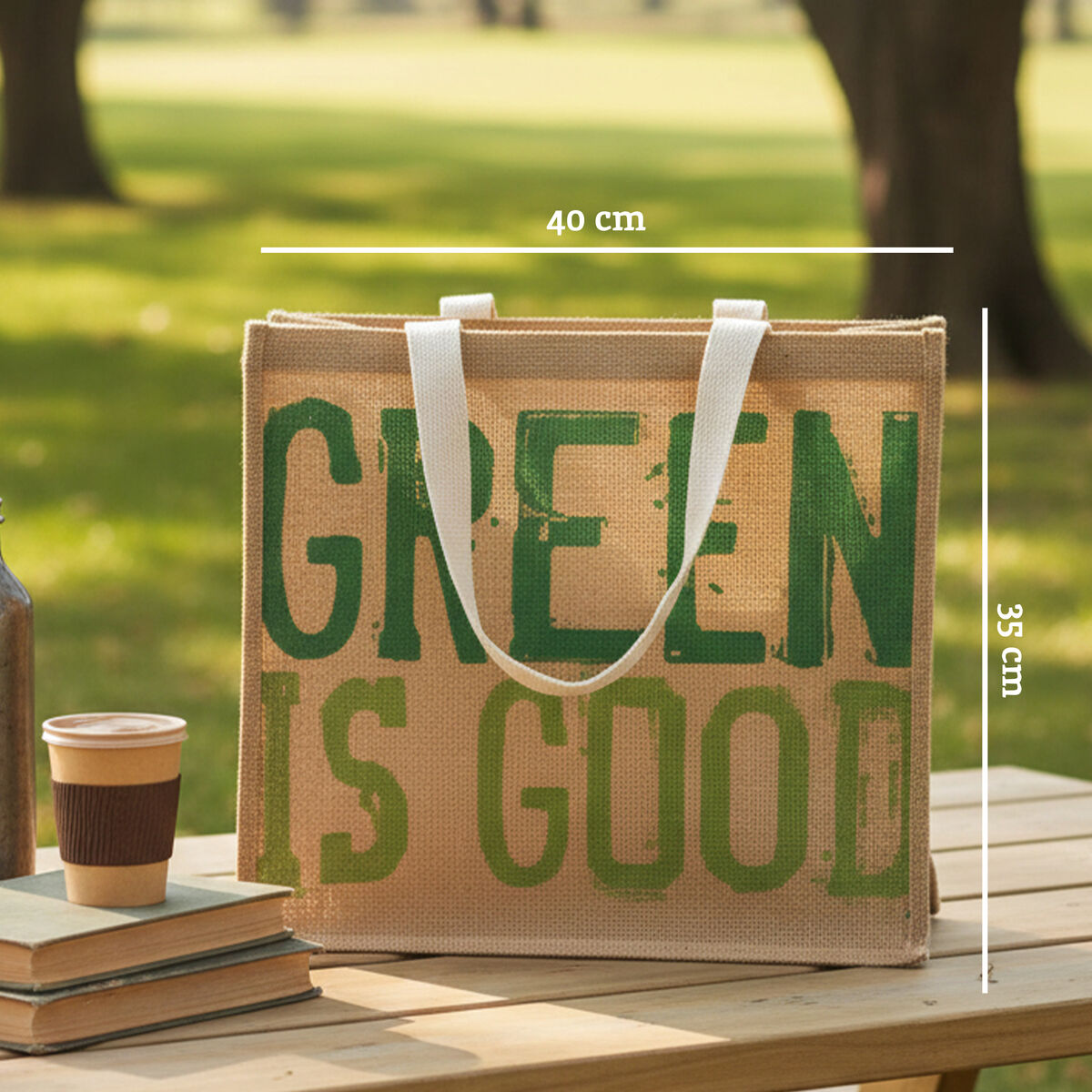 Green Is Good Jute Shopping Bag | Jade