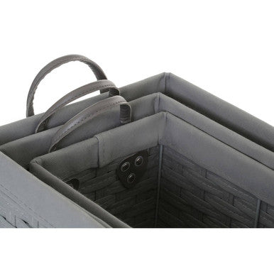 Lida Set Of 3 Lattice Grey Rectangular Storage Baskets