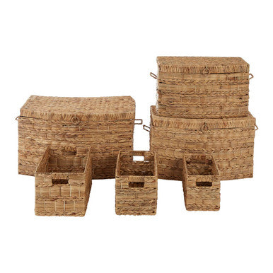 Lidi Set Of Six Water Hyacinth Storage Baskets.