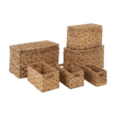 Set of 6 Water Hyacinth Storage Baskets | Lidi