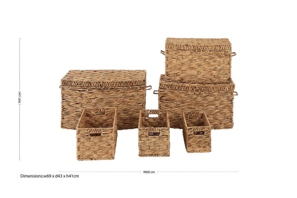 Set of 6 Water Hyacinth Storage Baskets | Lidi