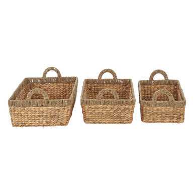 Lidi Set Of 3 Double Seagrass Rim Storage Baskets